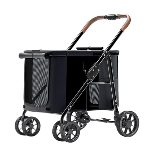 ペット用ベビーカー ペットベビーカー犬犬猫ベビーカー折りたたみ屋外旅行ポータブルペットベビーカー犬ウォーキングカート猫ケージカート 犬 ベビーカー(Black)