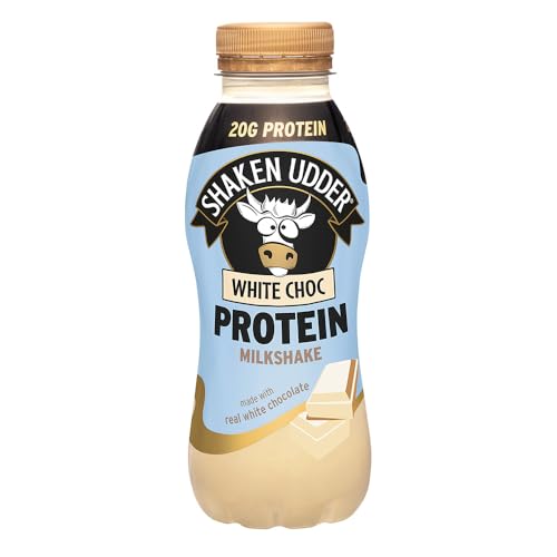 Shaken Udder White Chocolate Protein Milkshake,8 x 330ml,Made with Real White Chocolate,High Protein & Calcium,Less Than 5% Added Sugar,Vegetarian & Gluten-Free