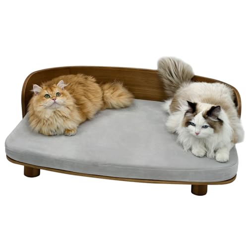 BingoPaw Divano per Cani Gatto: Cuccia per Gatti Cane da Interno Taglia Media Piccola in Legno Massello Divanetto per Cani Gatto Inferiore a 20 kg Estate Quattro Stagioni 84x55cm