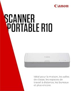 Canon ImageFORMULA R10 Scanner de Documents Mobile (Recto Verso, 600 DPI Technologie Plug and Scan intégrée, Scanner Couleur, Logiciel CaptureOnTouch Lite, capteur d'image CIS) 4861C003