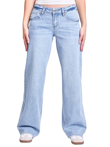 YMI Women's Brittany Low Rise Wide Leg Jeans