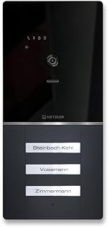 Metzler XDM10 Video Türsprechanlage mit austauschbarem Namensschild Komplettset | Video Sprechanlage mit 2-Draht Anschluss für 3 Familienhaus | RAL 7016 Anthrazit | Smartphone App | Maxior