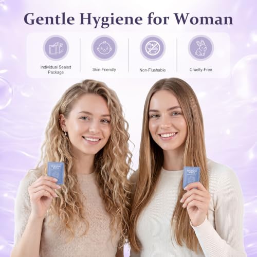 Image of Feminine Wet Wipes Bulk, Individually Wrapped Period Intimate Wipe 50 Pack | Travel Size Personal Hygiene Female Private Parts Cleansing Wipe Butt for Women Girls Daily Travel Bathroom Essential