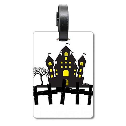 Étiquette à bagage Halloween et son château lumineux pour grands voyages