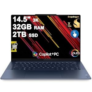 Lenovo Yoga Slim 7 Laptop 14.5" 3K OLED Touch (100% DCI-P3 1000nits HDR Peak) Qualcomm 12-core Snapdragon X Elite (Up to 45 Tops) 32GB RAM 2TB SSD for Designer Business Work Win11 ICP Hub Copilot AI