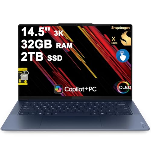 Image of Lenovo Yoga Slim 7 Laptop 14.5 inch 3K OLED Touch (100% DCI-P3 1000nits HDR Peak) Qualcomm 12-core Snapdragon X Elite (Up to 45 Tops) 32GB RAM 2TB SSD for Designer Business Work Win11 ICP Hub