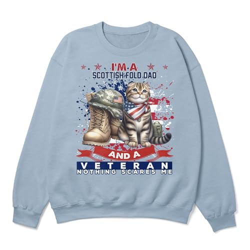 Personalized I'm a Cat Dad and a Veteran, Nothing Scares me Father's Day Adult Youth T-Shirt Hoodie Sweatshirt