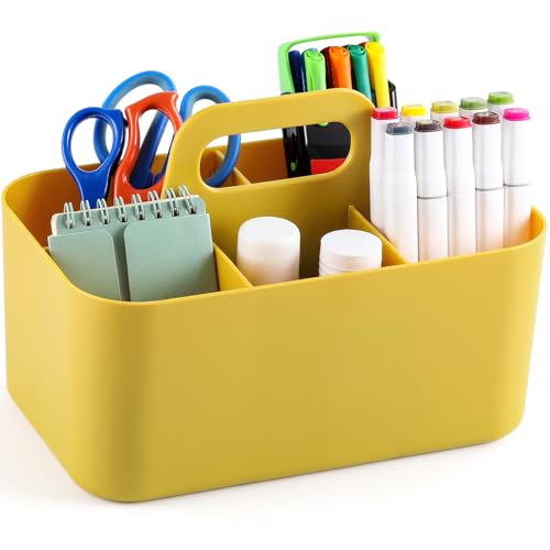 Organizador multiuso com alça – caixa de plástico empilhável – material de artesanato, escritório, m