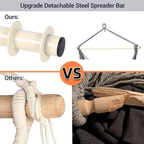 Ohuhu Hängesessel mit 2 Kissen und Deckenhaken-Kit, Hängesessel Outdoor XL Hängestuhl bis 150 kg für Erwachsene & Mädchen, Hängesitz Aufhängung Indoor Outdoor Schlafzimmer und Garten, Beige