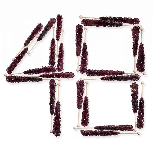 Extra Large Rock Candy Sticks: 48 Black Rock Candy Sticks - Black Cherry - Individually Wrapped for Party Favors, Candy Buffet, Showers, Receptions, Old Fashioned Espeez Bulk Candy on a Stick