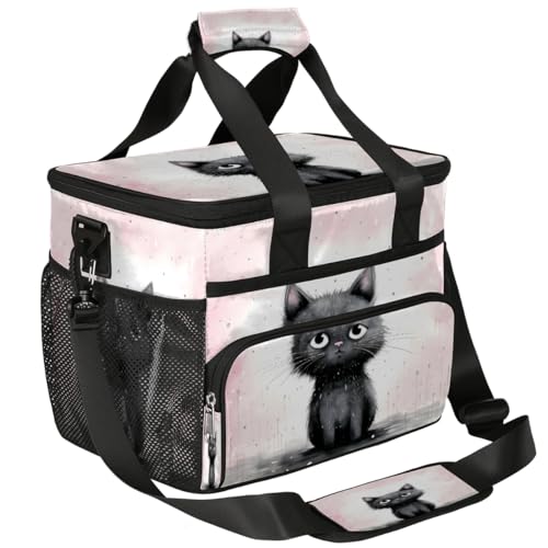 Black Cat Insulated Picnic Backpack Lunch Box for Women Men Picnic Basket Tote Lunch Bag Picnic Bag Portable Lunch Bags for Picnic, Beach, Work, Trip,Office, Camp Kitten