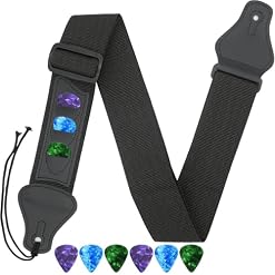 Guitar Strap,Acoustic Electric Guitar With 3 Pick Holders and 6 PCS Picks Guitar Accessories,Available for All Guitars - Les Beatles, Paul McCartney, John Lennon, RIngo Starr, George Harrison