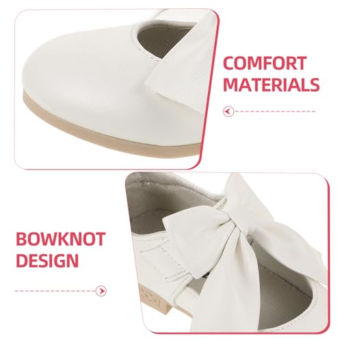 LIFKOME 1pair Girls Bowknot Flat for Dance Performance Elastic Straps Material for Use White3