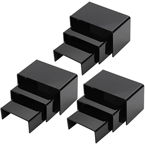 Hedume Set of 9 Black Acrylic Display Risers, Jewelry Display Riser, Product Display Stand for Figures, Buffets, Dessert, Cupcakes, Candy, Jewelry and Collectibles