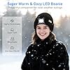 Blukar LED Super Lumineux Bonnet Chapeau, 2 en 1 Chapeau Tricoté de Course Lampe Frontale Rechargeable, 5 Modes, Angle Adjustable, Confortable Hiver Chaud Cadeaux pour Hommes et Femmes-Bandeau Inclus