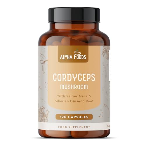 Cordyceps Sinensis 4000mg (Extrait 4:1) | 120 Gélules | Haute dose & Bioactif | Zinc, Maca Jaune & Racine de Ginseng Sibérien | Alternative à la poudre de champignon | Végétalien | Alpha Foods