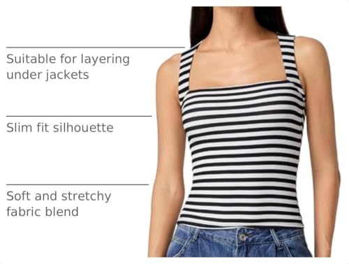 Image of QINSEN Women's Square Neck Sleeveless Double-Layer Tank Tops Basic Tight T Shirts