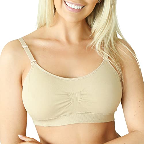 Scoopneck Seamless Bras for Women | Wireless Full Coverage Push Up Womens Sports Bra | One Size/Large