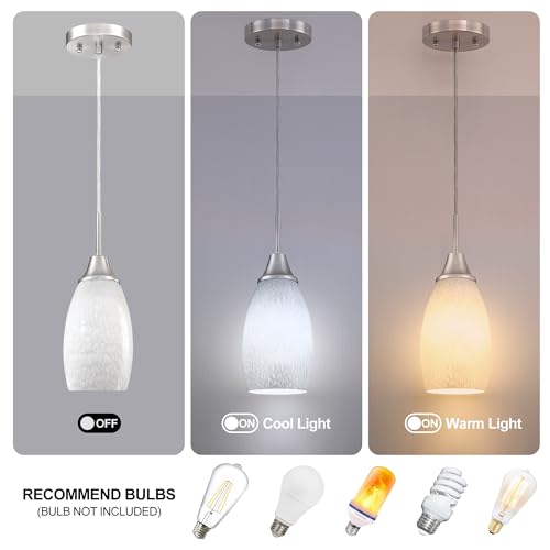 Image of Viinew 3-Pack Glass Pendant Light,Mini Milk White Glass Pendant Light