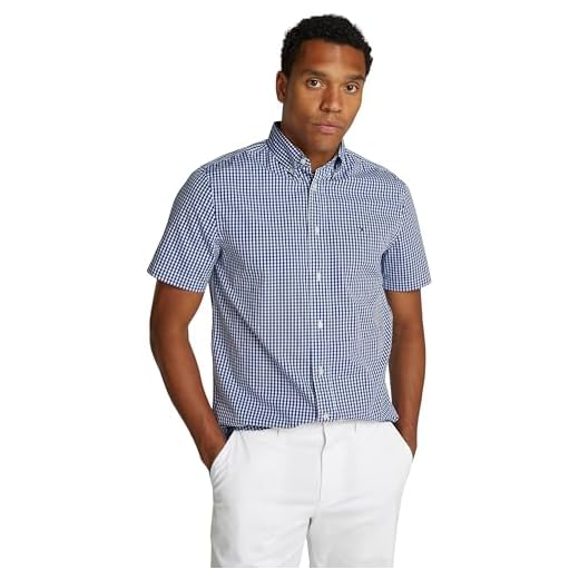 Tommy Hilfiger Chemise Homme Flex Poplin Check Manches Courtes, Multicolore (Wedge Blue/Check), M