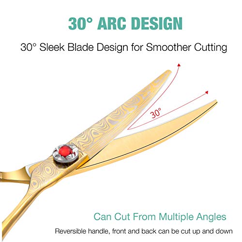 Jason 6 Inch Professional Hair Cutting Scissors For Children Curved Shears Reversible Hairdressing Trimming Scissor 440C Steel Salon Haircut Shear For Left Handed Or Right Handed Barbers #TOP1