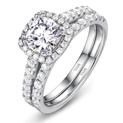 WES Cushion Cut Moissanite Bridal Ring Set