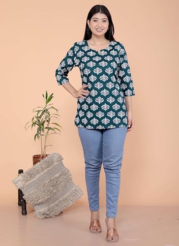 Image of Malikcraft Women's Rayon Printed Short Kurti Stylish Kurta for Women Trendy Short Kurta for Daily & Office Wear PR1