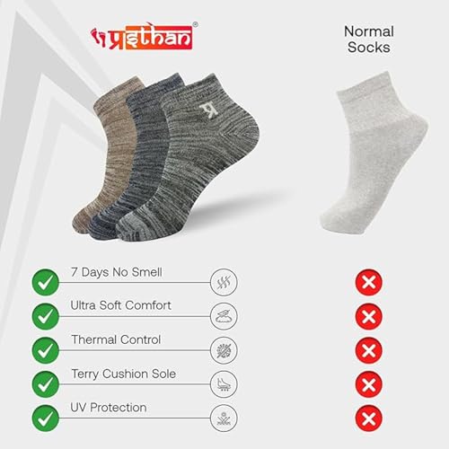 Image of PRASTHAN Sports Unisex Nylon Cotton Ankle Length Socks Made With Breathable Anti Odour & Moisture Absorbent Combed Cotton with a Extra Durable.