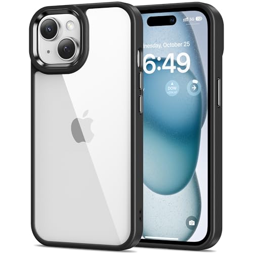 Image of HOOMIL Case for iPhone 15 Plus 6.7-Inch, Anti-Yellowing, Drop Protection, Anti-Scratch Transparent Hard Back Phone Cover (Black)