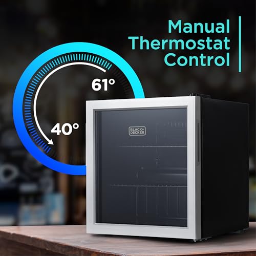 BLACK+DECKER 1.7 Cu. Ft. Beverage Cooler, Beverage Fridge with Double Pane Glass Door, Drink Fridge and Beverage Refrigerator with 63-Can Capacity for Home Bar, Home Office and More on Fridge.com