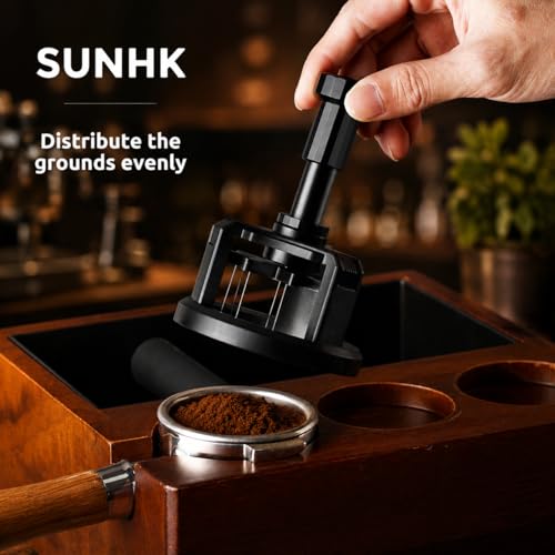51mm WDT Tool Espresso,Press-to-Rotate Espresso Distribution Tool with Magnetic Base,Adjustable Depth Espresso Needles Distributor Tool,8 Needles Coffee Stirrer Tool for Home and Professional Baristas by SUNHK - Used condition - Image 5