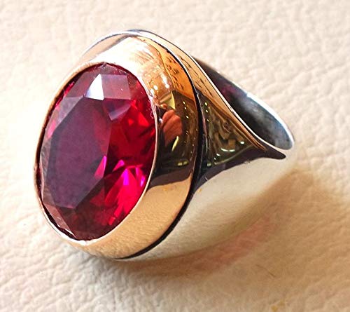 natural ruby Aqeeq Man Ring Natural Gem Sterling Silver 925 Brown Black Semi Precious Cabochon Ottoman Ornament Jewelry Designer Men Ring Turkish Style Ring February Birthstone Ring Handmade Ring