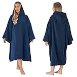 Brentfords Towel Poncho Adult Hooded Large Bath Swim Surf Beach Absorbent Dry Microfiber Changing Robe for Men Boys Quick Dry, Navy Blue