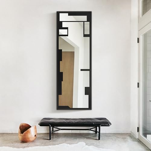 Wall Mirror, Full Length Floor Mirror, Mirror Decorative Wall Art with Geometric Graffiti, Large Wall Mirror for Hallway, Living Room 19"X56"