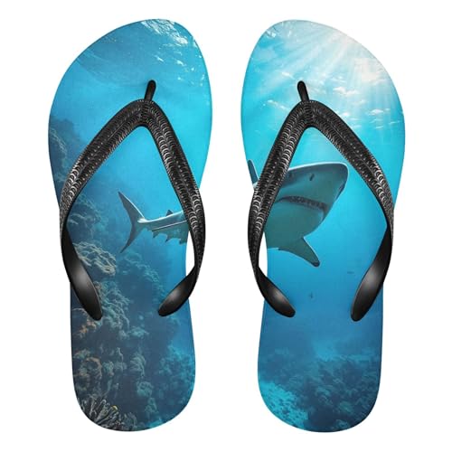 Burbuja Shark Swimming Flip Flops for Women Men, Soft Thong Sandals Rubber Slippers for Pool Beach Essentials