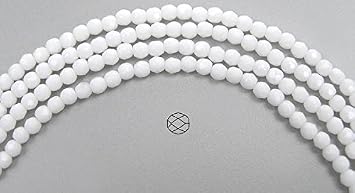 6mm 68 Beads White Opaque Czech Fire Polished Round Faceted Glass Beads, 16 inch Strand