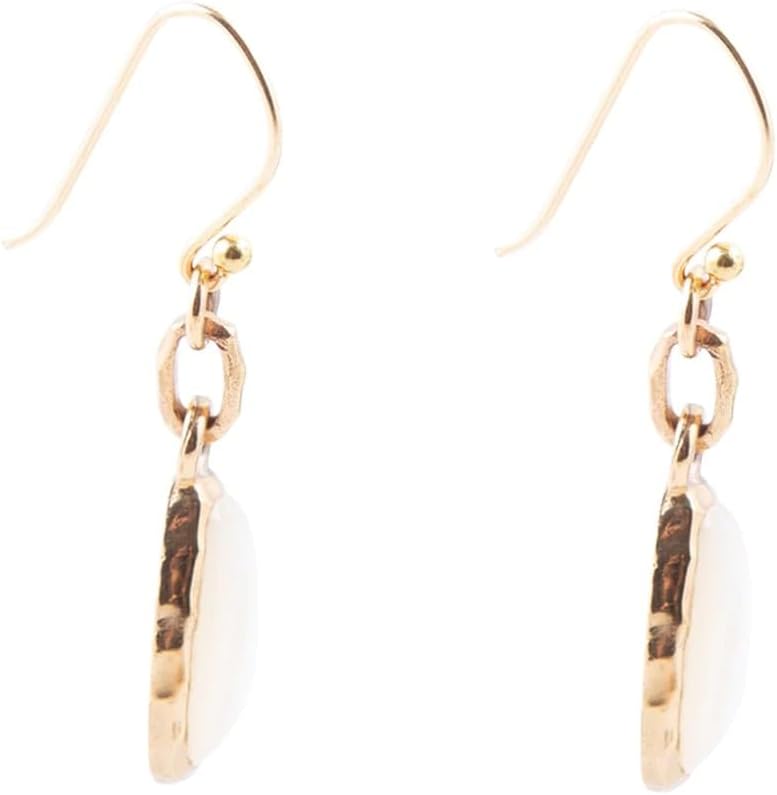 Barse Jewelry White Mother of Pearl Golden Drop Earrings