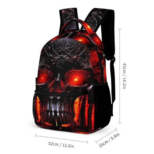 Black And Red Skull Backpack for Men Women, Durable Small Backpack Casual Lightweight Daypack for Travel Bag2