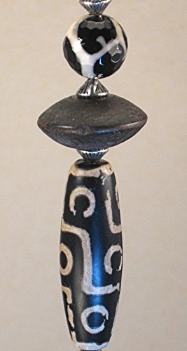 Brown African Tribal Ceramic Glass Stone & Wood with Agate Stone Giraffe Animal Pattern Ceiling Fan Pull Chain