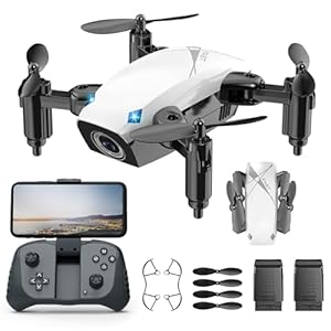 Mini RC Drohne mit Kamera für Kinder, Faltbarer Quadcopter mit Gestensteuerung, Sprachsteuerung und Höhenhaltung, Propellerschutz, 2 Akkus, Geschenk für Jungen und Mädchen ab 8 Jahren (Weiß, S9M)