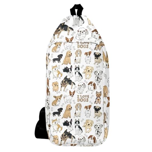Mochila bandolera I Love Dogs and Bones multicolor para viajes y senderismo
