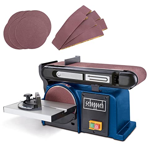 Scheppach Band-Tellerschleifer BTS900 mit 12 tlg. Schleifset | Schleifmaschine 370W | 230V | 2850 min-1 | Schleifteller Ø 150mm | inkl. 6x Schleifpapier und 6x Schleifband | Bandschleifer Schleifgerät