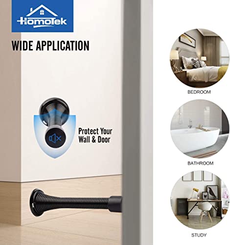 Image of HOMOTEK 40 Pack Black Spring Door Stops,3-1 /8 inch Heavy Duty Door Stop - Flexible Spring Door Stopper with Low Mounted Black Rubber Bumper Tips