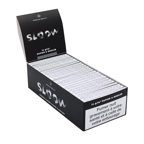 SLOOW Lot de 25 Double Carnets de Feuilles à Rouler, 25 Paquets de 100 Papiers à Rouler, 2500 Feuilles, Qualité Premium, Préservation des Saveurs, Marque Française, 40682014