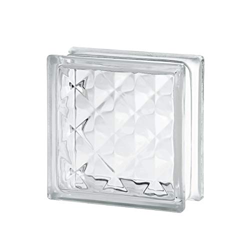 Bloque de Vidrio Rombos Anchos, 19 X 19 X 8 Cm, Transparente