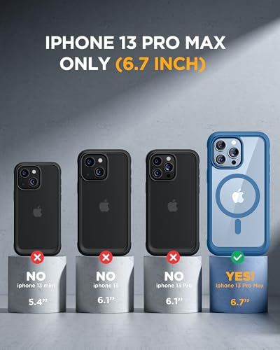 Image of Miracase Magnetic for iPhone 13 Pro Max Case 6.7 inch, (Compatible with MagSafe) Upgrade Full-Body Clear Phone Bumper Case with Built-in 9H Tempered Glass Screen Protector, Magnetic Capri Blue