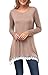 Zattcas Crew Henley Neck Handkerchief Hem Lace Trim Long Sleeve Tunic Top (Medium, Dark Beige)