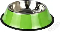 Comedouro Pet em Aço Inox com Base Antiderrapante Colorido para Cães e Gatos Para Ração e Água (Verde)