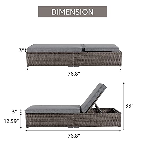 Patiorama-Outdoor-Patio-Chaise-Lounge-Chair-Elegant-Reclining-Adjustable-Pool-Rattan-Chaise-Lounge-Chair-with-Cushion-Grey-PE-Wicker-Steel-FrameLight-Grey-Set-of-2 41gfCFcDLAS