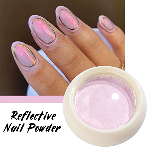 2 Boxes Pearl Chrome Nails Powder Mirror Effect Fairy Shell Nails Art Powder Holographic Aurora Iridescent Pearlescent Manicure Pigment Rainbow Nail Glitter With 6Pcs Eyeshadow Sticks Blue/Pink #TOP1
